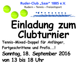 High-res: Einladung zum Clubturnier an alle Ruderer und Tennisspieler